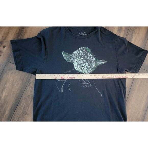 T-shirt Yoda Large Vintage Faded Graphic Star Wars Marc Ecko Cut Sew Rhinestone - Picture 4 of 8